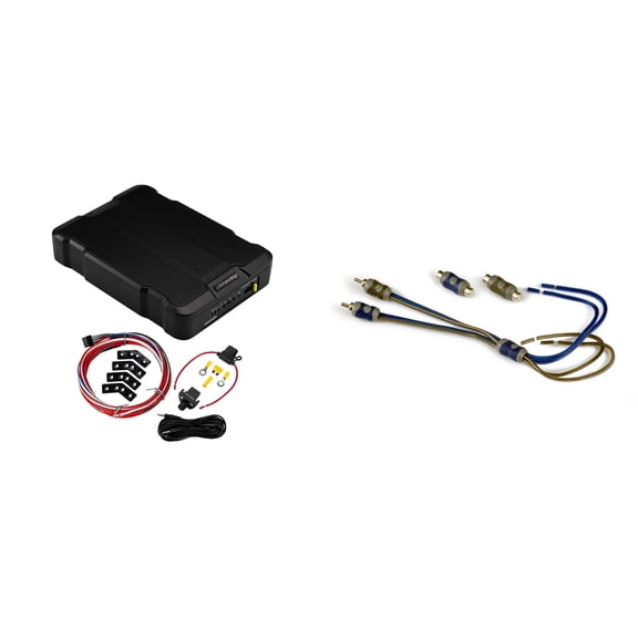 Kicker 51HS12 Hideaway Compact Powered Subwoofer, 12-Inch & 46KISL K-Series Interconnect, Speaker Wire To RCA Adapte