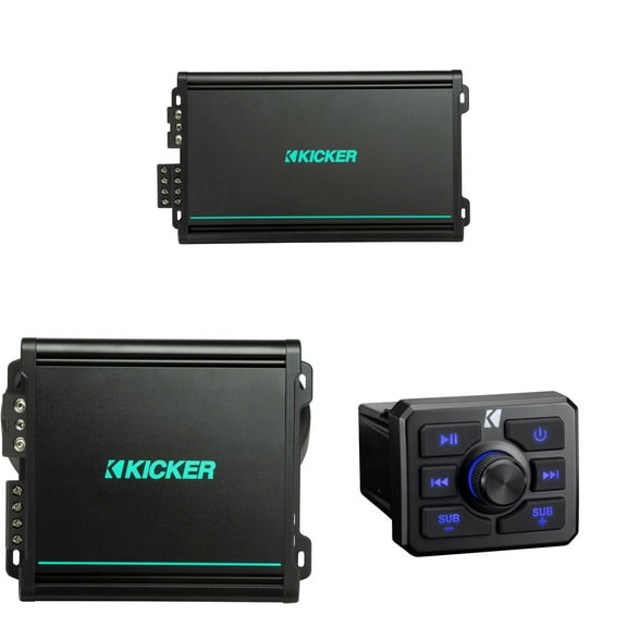 Kicker 51KBTR Powersport Bluetooth Receiver w/ 48KMA6004 & 48KMA8001 Amplifier