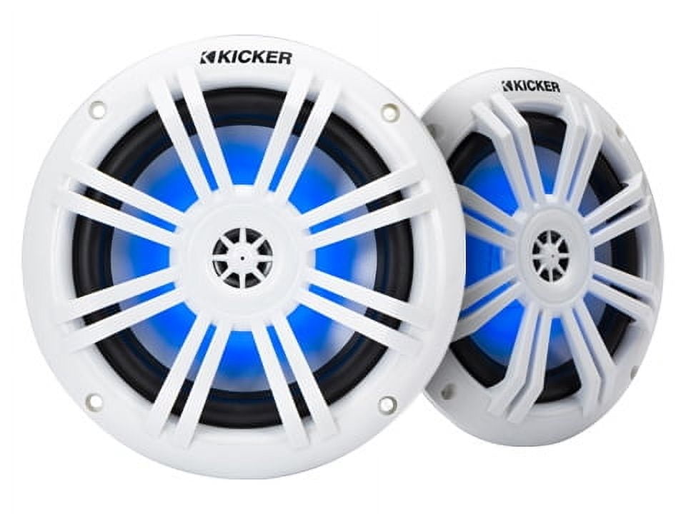 Kicker 51KM604WL KM 6.5" Marine Audio Speaker 2 Way Coaxial 50W RMS with RGB LED