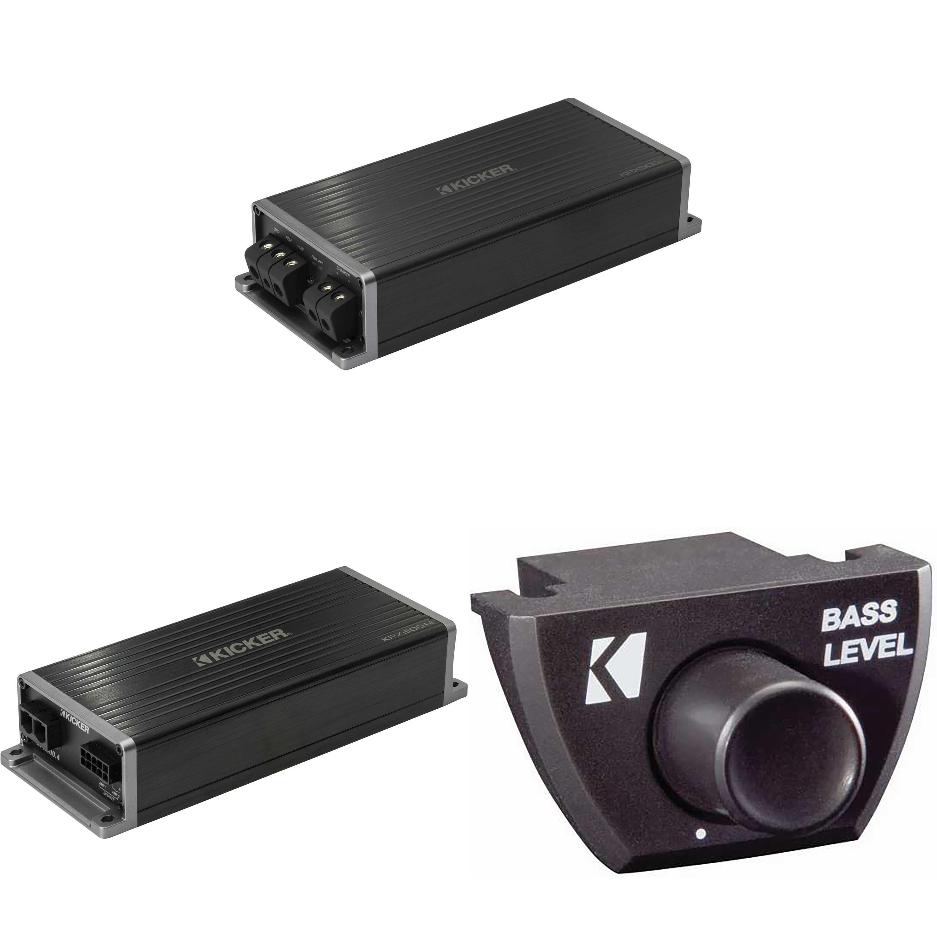 Kicker 51KPX5001 & 51KPX3004  KPX Powersports & Motorcycle Sub Amp w/  4 Full Range Amp Bundle ( Includes Bass Knob )