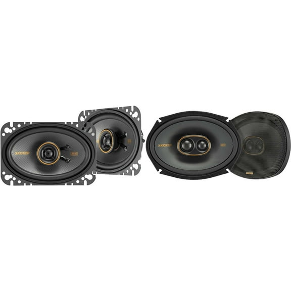 Kicker 51KSC69304 KS-Series 6x9" 3-way Speakers with 1" and .75" tweeters w/ 51KSC4604 4x6" Coaxial Bundle
