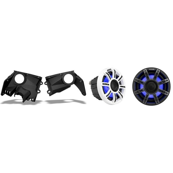 Kicker 51MSC65 6.5" Premium Marine LED Speakers Bundled with Speaker Panels Compatible with 2017-2025 CanAm Maverick X3 Vehicles