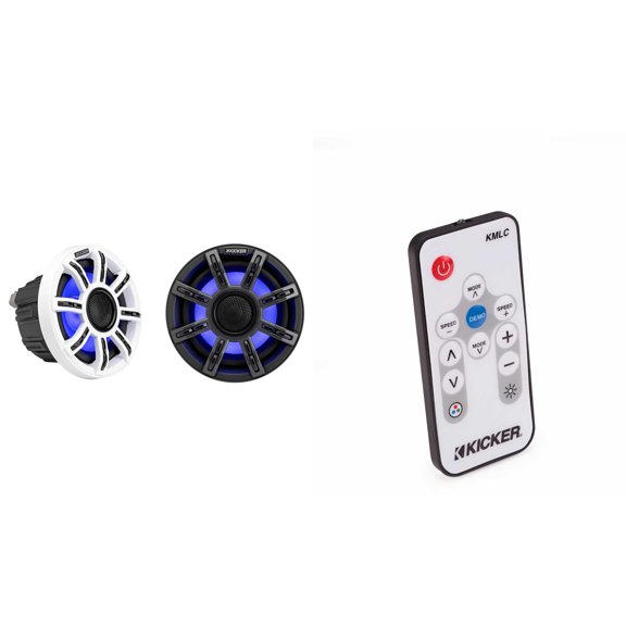 Kicker 51MSC654 - MSC 6.5-Inch Premium Marine 4-Ohm LED Coaxial System, Pair w/ 41KMLC LED Remote