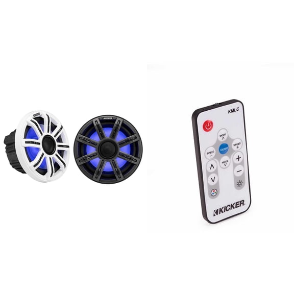 Kicker 51MSC84 - MSC 8-Inch Premium Marine 4-Ohm LED Coaxial System, Pair & 41KMLC Led Remote