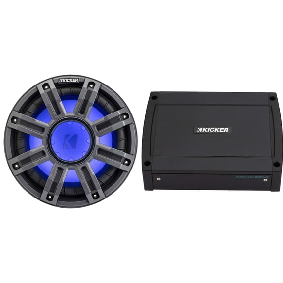 Kicker 51MWE104 - MWE 10-Inch Premium Marine Subwoofer (Enclosure) 4-ohm & 48KXMA4002 Marine Amp Bundle ( Includes LED Remote )