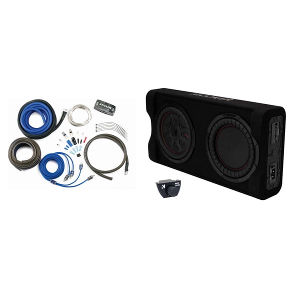 Kicker 51PTRTP10 - TRTP 10" 400w Powered Down Firing Loaded Subwoofer Enclosure with Amplifier Install Kit Thin Profile, Loaded Truck Bass System