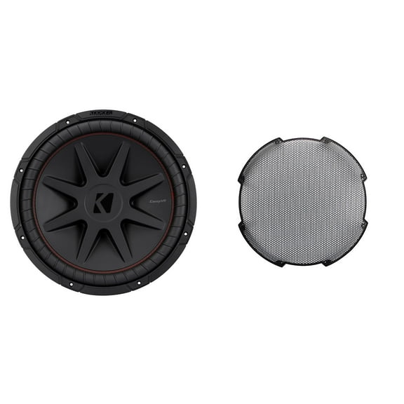 Kicker 52CVR152 15-Inch (25cm) Sub, DVC, 2-ohm & 52GR125 Grill Bundle