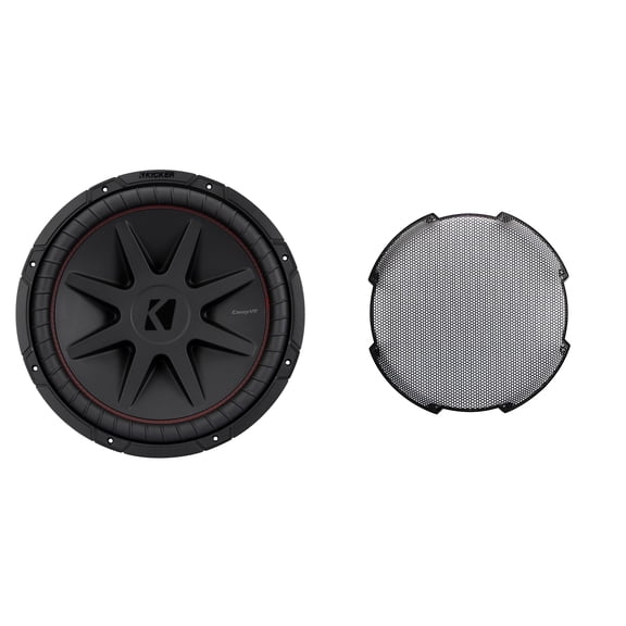 Kicker 52CVR154 15-Inch (25cm) Sub, DVC, 4-ohm & 52GR15 Grill Bundle