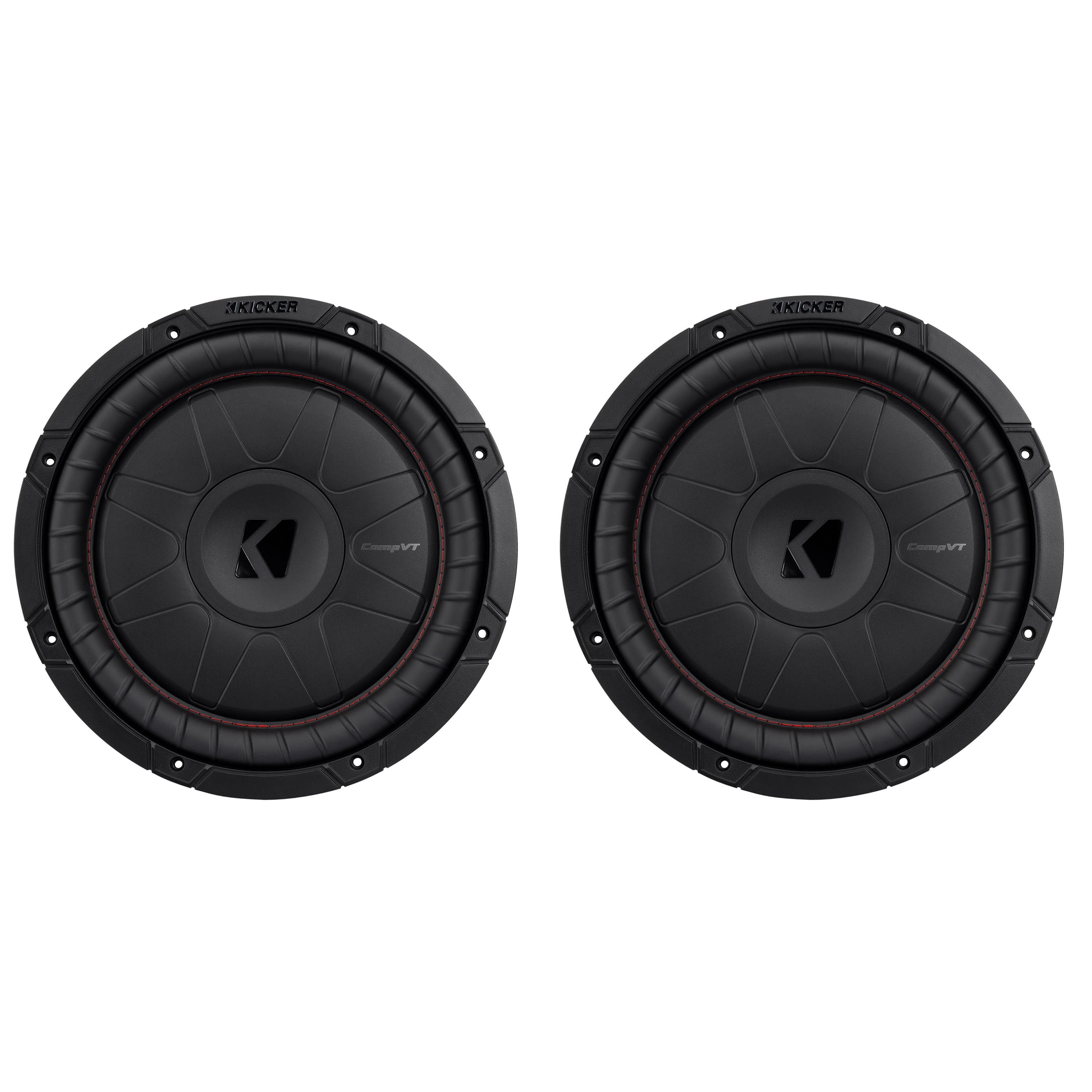 Kicker 52CVT12 CompVT 12-Inch (300mm) Subwoofer, 2-Ohm Bundle - Walmart.com