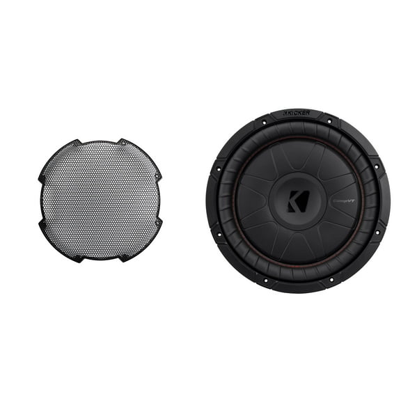 Kicker 52CVT124 12-Inch Thin Sub, SVC, 4-ohm & 52GR12 Grill Bundle