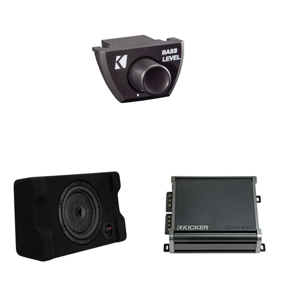 Kicker 52CVTDF102 CVTDF 10" Sub Down Firing enclosure w/ 400 Watt Amp Bundle ( Includes Bass Knob )