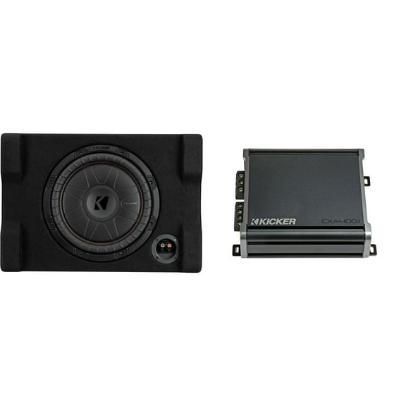 Kicker 52CVTDF122 CVTDF 12" Sub Down Firing enclosure w/ 400 Watt Amp Bundle