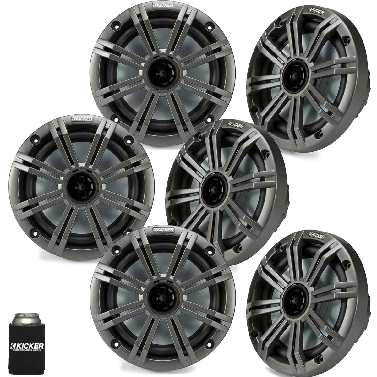 Kicker 6.5" Charcoal Marine Speakers (QTY 6) 3 pairs of OEM replacement