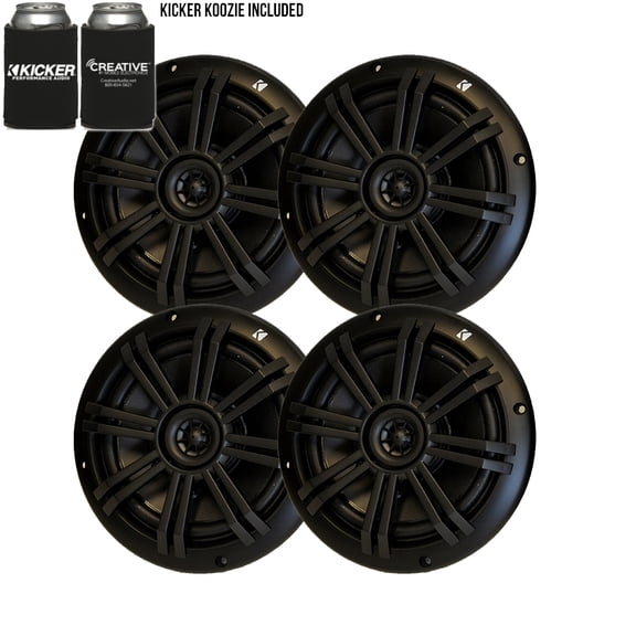Kicker Black OEM Replacement Marine 6.5" 4-Ohm Coaxial speaker Bundle - 4 Speakers