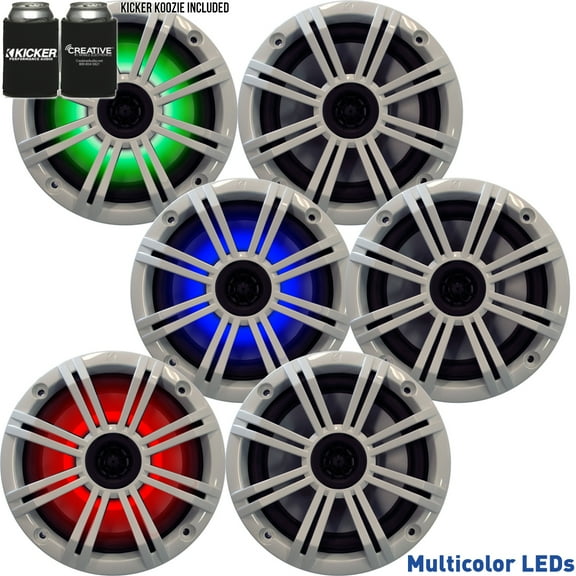 Kicker 6.5" White LED Marine Speakers (QTY 6) 3 pairs of OEM replacement speakers