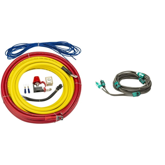 Kicker Audio Marine 4awg Amp Kit and 3.0m Marine RCA Bundle