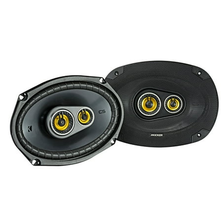 KICKER - CS Series 6" x 9" 3-Way Car Speakers with Polypropylene Cones (Pair) - Yellow/Black