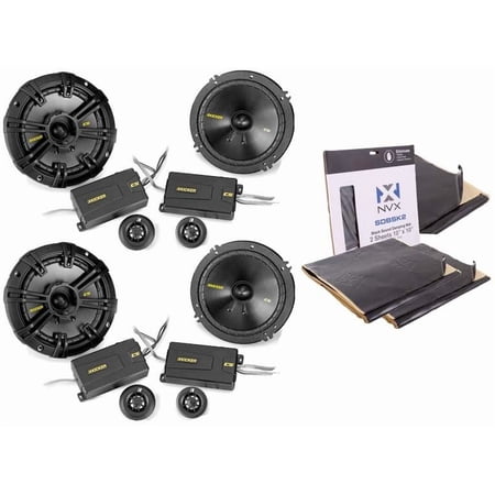 Kicker CSS65 with Speaker Installation Kit 600W Peak 6.5" Component Car Speakers + Sound Dampening