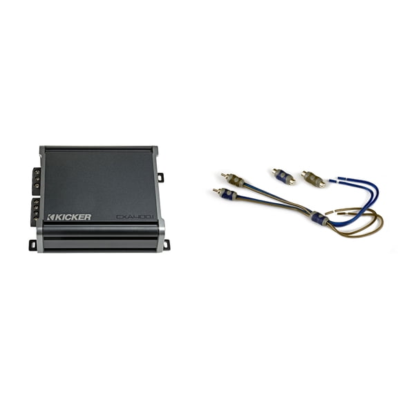 Kicker CX400.1 400W Mono D Audio Amplifier w/ 46KISL K-Series Interconnect, Speaker Wire To RCA Adapter