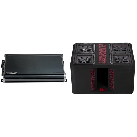 Kicker CXA1800.1 Amp 47QL7R122 Quad 12 Inch L7R Sub Box Bundle