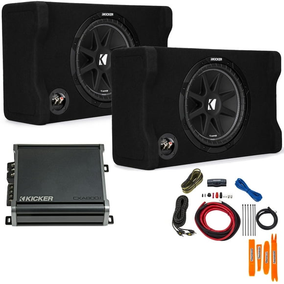 Kicker Comp 12" Subwoofer Bundle with CXA800 Amplifier and Wiring Kit