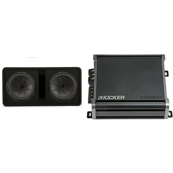Kicker Comp R 12 Inch Dual Subwoofer in Vented Enclosure Package with 46CXA8001 Amplifier