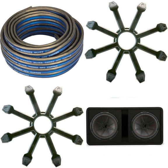 Kicker Comp R 12 Inch Dual Subwoofer in Vented Enclosure Package with Speaker Wire & Grills