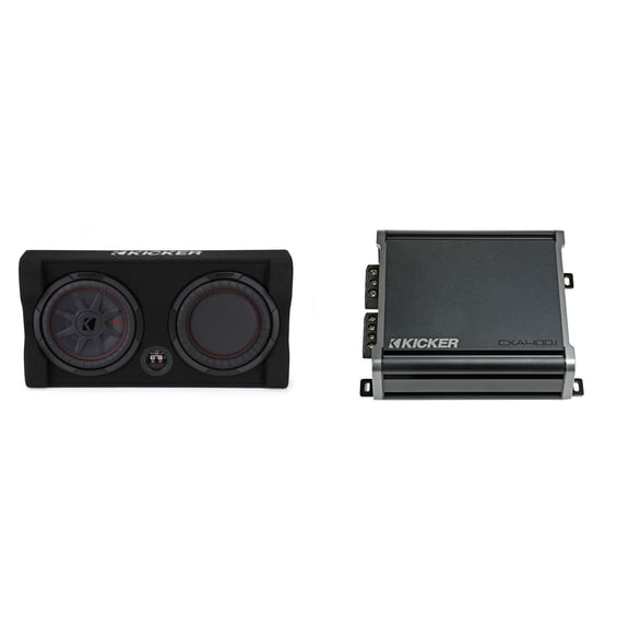 Kicker Comp RT 10 Inch 48TRTP102 Thin Down Firing Enclosure Package with 46CXA4001 Amplifier