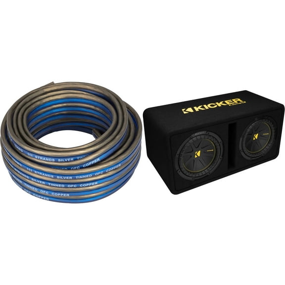 Kicker Dual 10 Inch Comp 50DCWC102 with Speaker Wire Bundle