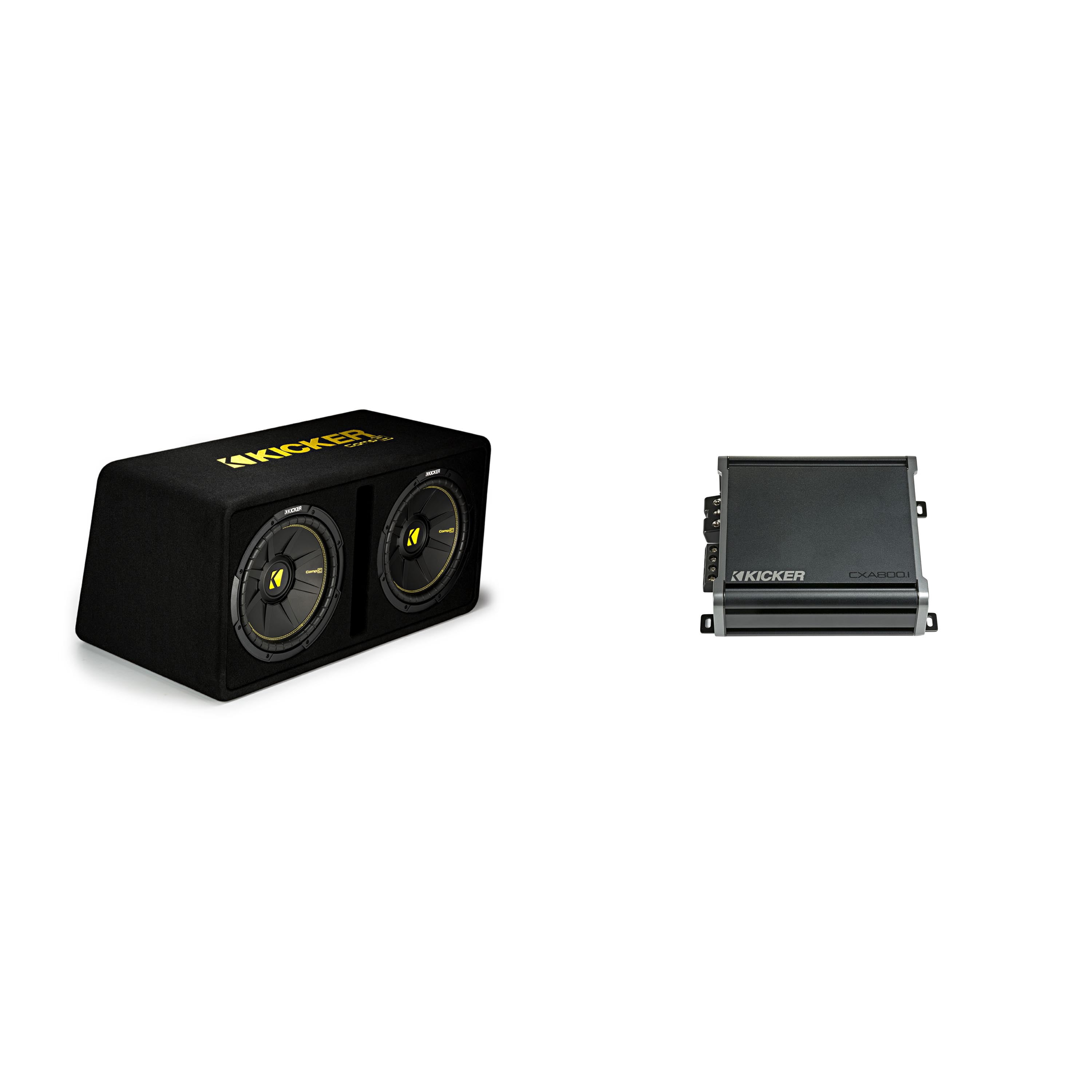 Kicker Dual 12 Inch Comp Bass Package 44DCWC122 with CXA8001 Amplifier