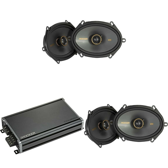 Kicker F150 F Series Speaker & Amp bundle 51KSC6804 KS-Series 6x8" Coaxial Speakers w/ CX360.4