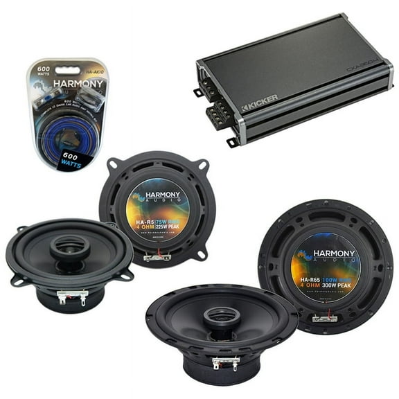 Kicker Harmony R5 R65 225W 5.25" & 300W 6.5" Car Speaker Replacement Amp Package