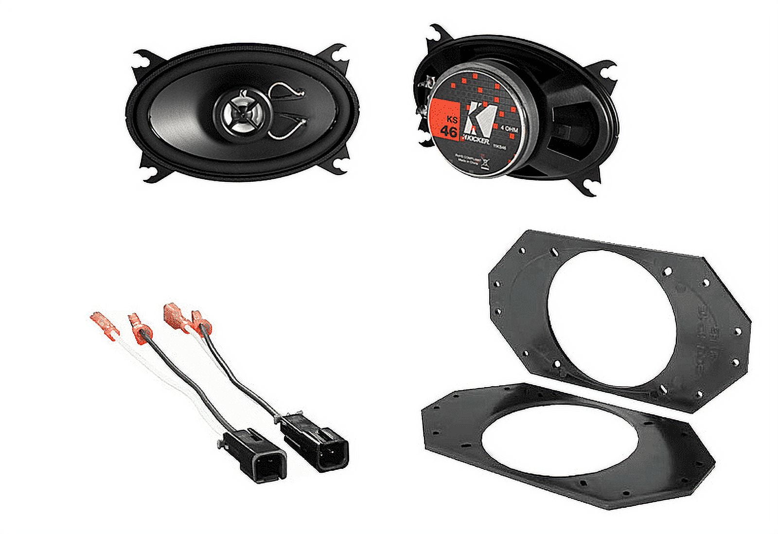 Kicker Jeep Wrangler TJ 9704 46CSC464 4x6" Speakers, HA726512 Harness