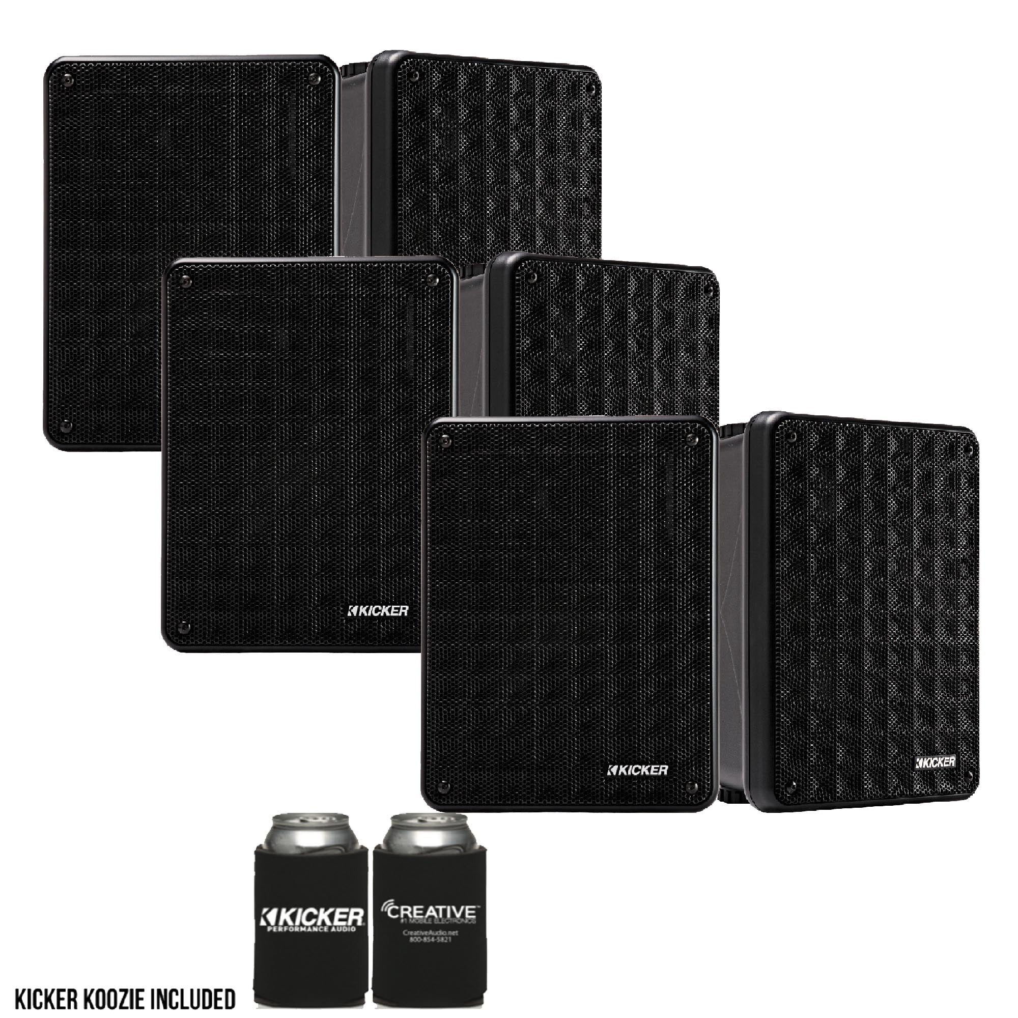 Kicker KB6 Indoor Outdoor Patio Speaker Bundle in Black 6 Speakers