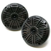 Kicker KM614 6.5" OEM Replacement Marine Speakers with Charcoal Salt Water Grills - 1 pair, 2 Speakers