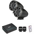 thumbnail image 1 of Kicker KMFC65 6.5" Flat Mount Charcoal Tower Speakers (pair) with KXM4002 Marine Amplifier, 1 of 9