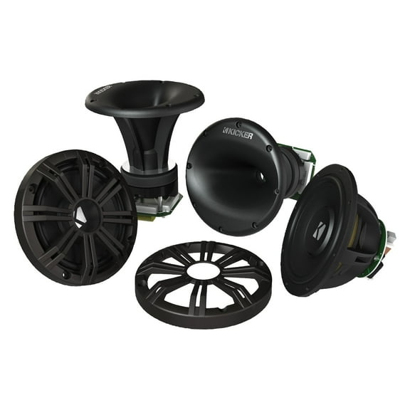 Kicker KMS67 6.75" High-Efficiency Marine Component System, Charcoal, 4-Ohm