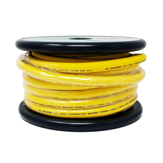 Kicker 47KMWPY050 Marine 1/0AWG Power Wire, 50FT, Yellow