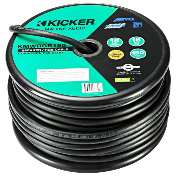 Kicker 46KMWRGB150 Marine-Grade 16AWG Speaker Wire & 18AWG RGB LED Wire 150 Feet, Weatherproof Design