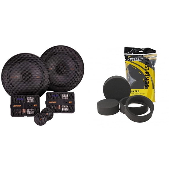 Kicker KSS 6.5" Component Set with RKFR6 Foam Fast Ring Speaker Enhancement Kit