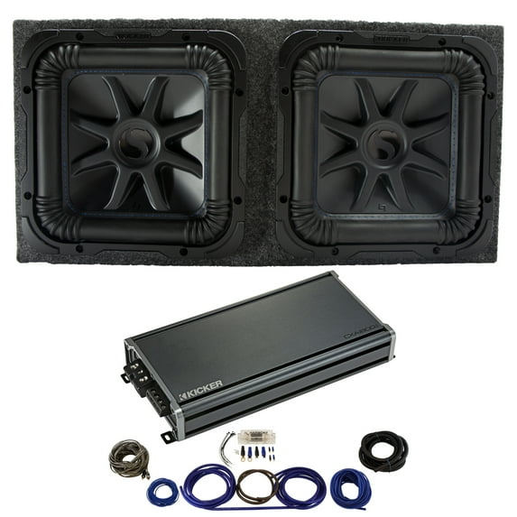 Kicker L7S12 Solo-Baric Subwoofers Sealed 1 Ohm Box with 46CXA18001 Amp & Kit