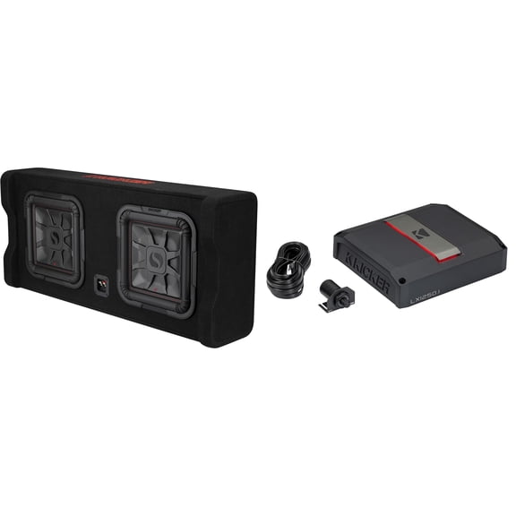 Kicker L7T 12" Dual Loaded Subwoofer Enclosure & LX1250.1 1250W Mono Amp Bundle Car Audio Bass Upgrade