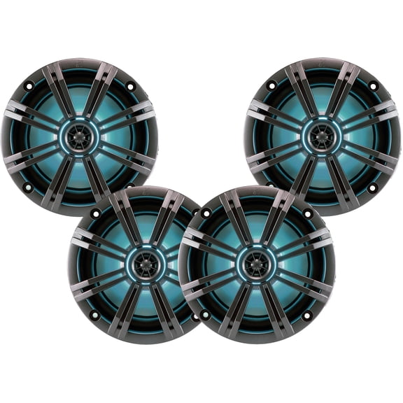 Kicker LED Charcoal OEM Replacement Marine 8" 4O Coaxial speaker Bundle - 4 Speakers