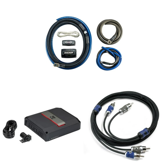 Kicker LX1250.1& Amp Install Kit, 1250w Mono Class-D Subwoofer Amp (51LX12501)