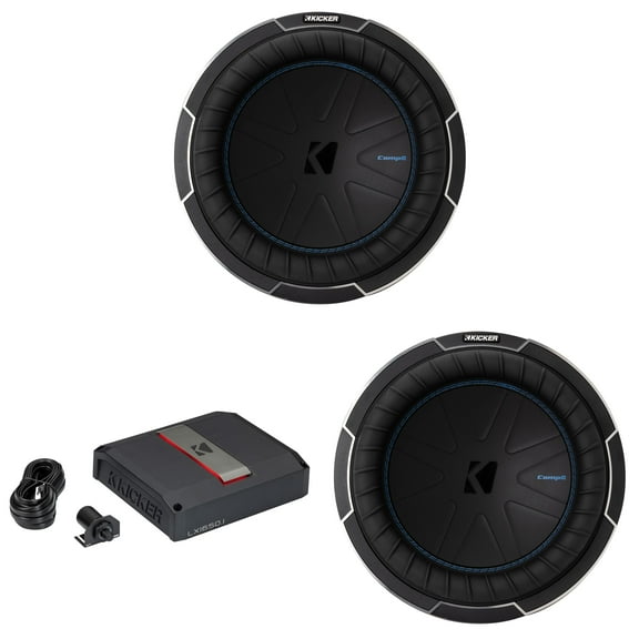 Kicker LX1650.1, (2) 10" CompQ 4 Ohm, Subwoofer & 1650w Mono Class-D Amp Bundle (51LX16501)c51CWQ104)