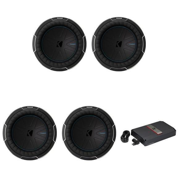 Kicker LX3000.1, (4) 10" CompQ 2 Ohm, Subwoofer & 3000w Mono Class-D Amp Bundle (51LX30001)(51CWQ102)