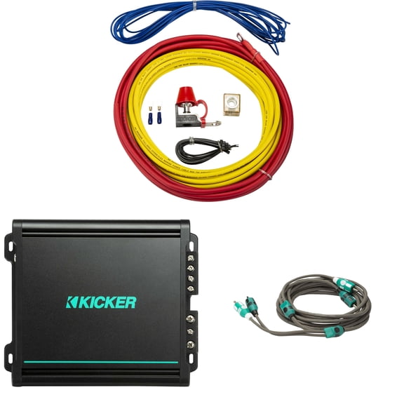 Kicker Marine Amplifier Add-On Kit KMA150.2 2x75W 2-Channel Amp, 8 Gauge Wiring Kit & RCA Cables DIY Pontoon & Boat Audio Upgrade for Zone, Cabin, Tower Speakers or Subwoofer