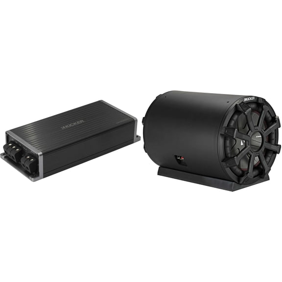 Kicker Marine KPX500.1 Powersports Amp & 8" TB Loaded Enclosure 4 Ohm Subwoofer Audio Upgrade