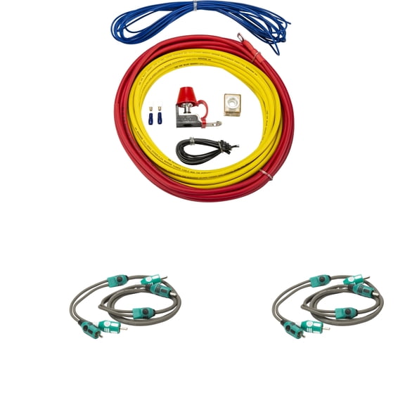 Kicker Marine Multi-Zone Amp Install Kit (2) 47KMI1 2-Ch RCA Cables +47KMPK8 8AWG Power Kit DIY Boat Audio Wiring Bundle for Multi Channel Systems
