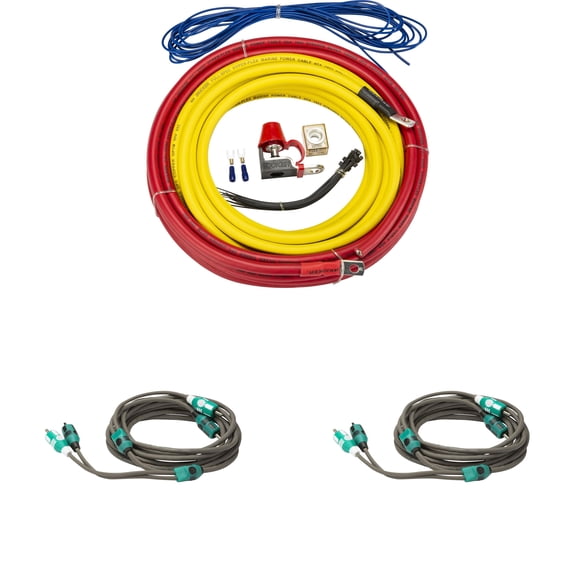 Kicker Marine Multi-Zone Amp Install Kit (2) 47KMI3 2-Ch RCA Cables + 47KMPK4 4AWG Power Kit DIY Boat Audio Wiring Bundle for Multi Channel Systems